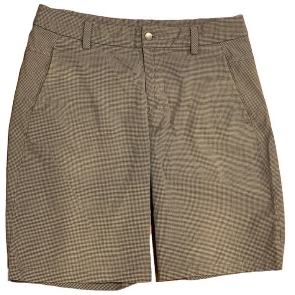 Mens 34 Lululemon Shorts Gray Flat Front Logo Cotton/Poly Blend